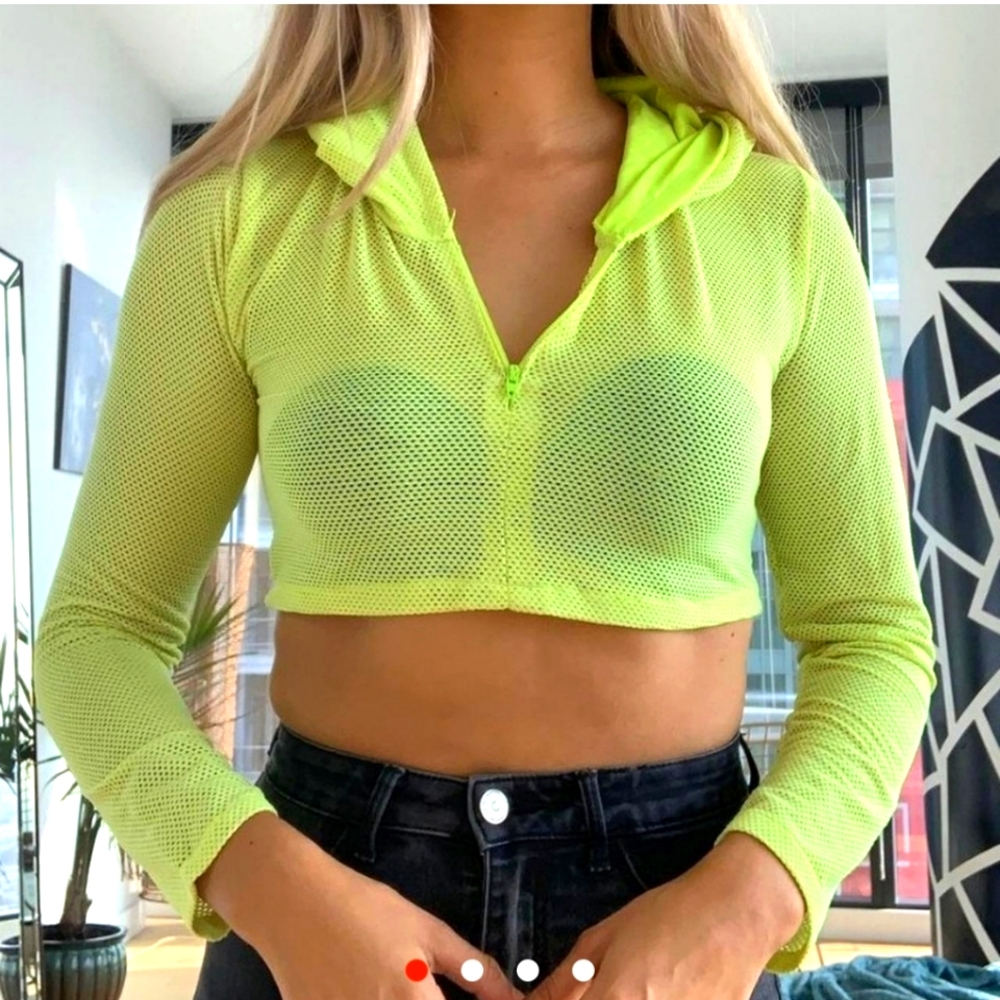 Lime green crop top sweater